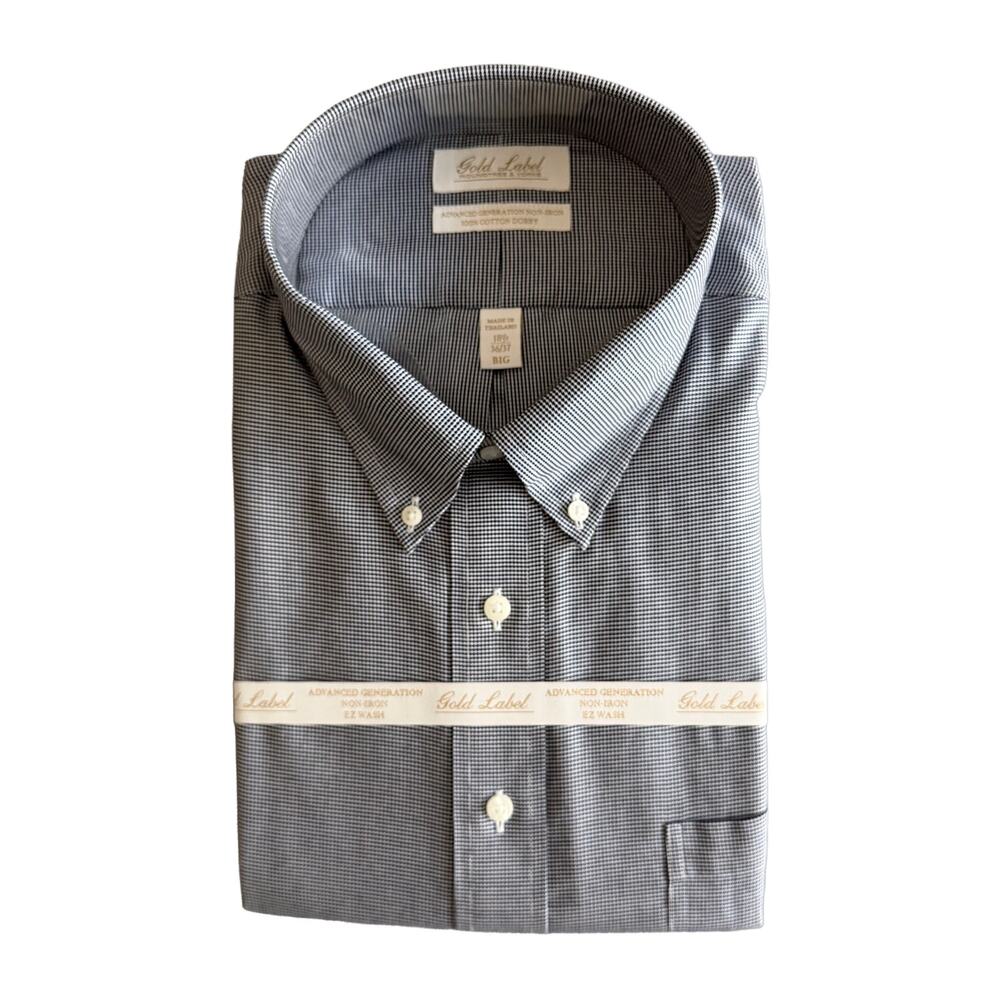 Roundtree & Yorke Shirt Big & Tall Men's 18.5 36/37 Dress Shirt Navy Blue NWT
